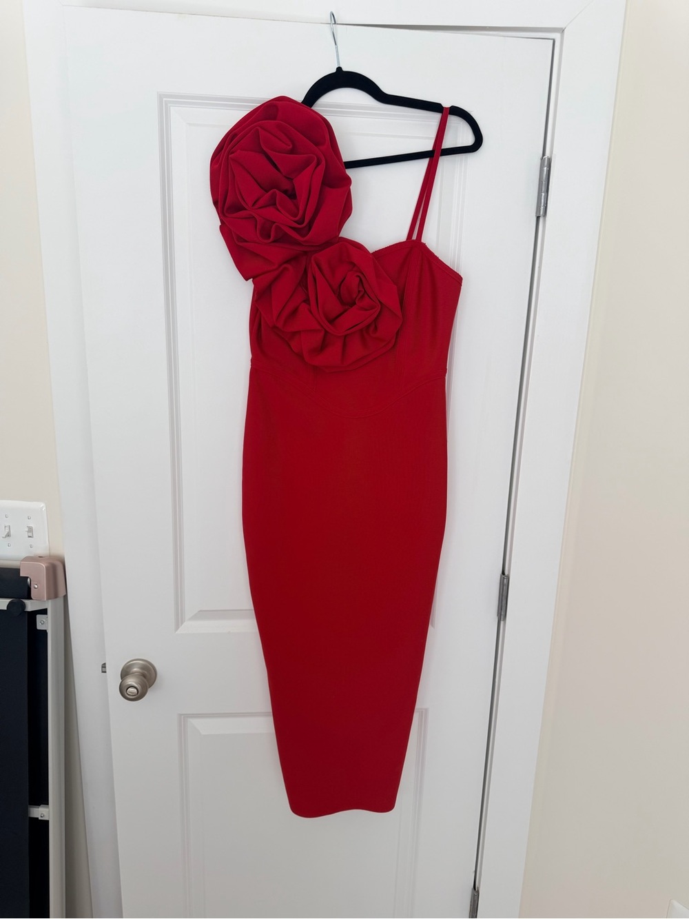 Fashion Nova Red Floral Appliqué Bodycon Dress - Women